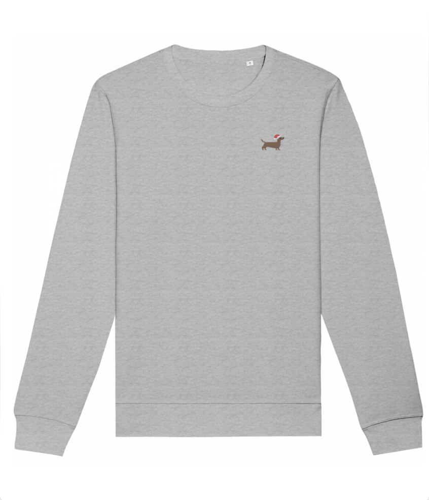 Unisex Sweatshirt mit Weihnachtsdackel-Stick